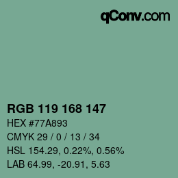 Color code: RGB 119 168 147 | qconv.com