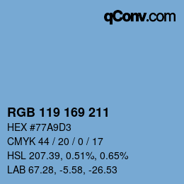 Color code: RGB 119 169 211 | qconv.com