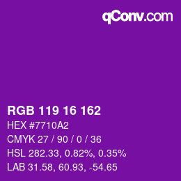 Color code: RGB 119 16 162 | qconv.com