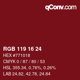 Farbcode: RGB 119 16 24 | qconv.com