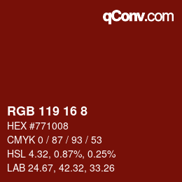 Color code: RGB 119 16 8 | qconv.com