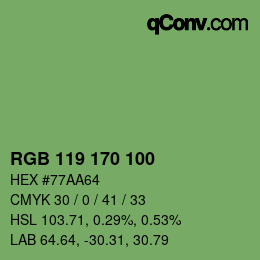 Código de color: RGB 119 170 100 | qconv.com