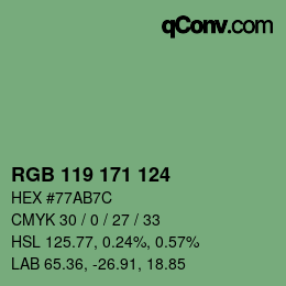 Color code: RGB 119 171 124 | qconv.com
