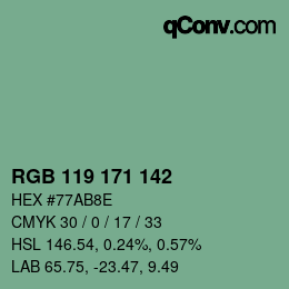 Color code: RGB 119 171 142 | qconv.com