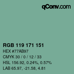 Color code: RGB 119 171 151 | qconv.com