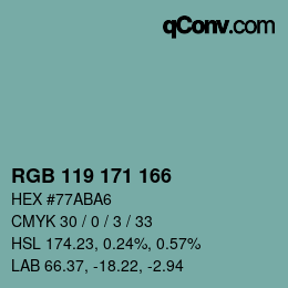 Color code: RGB 119 171 166 | qconv.com