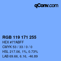 Color code: RGB 119 171 255 | qconv.com