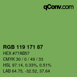Color code: RGB 119 171 87 | qconv.com