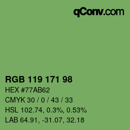 Color code: RGB 119 171 98 | qconv.com