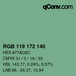 カラーコード: RGB 119 172 140 | qconv.com