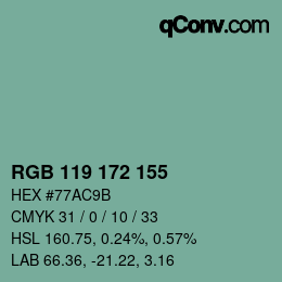 Farbcode: RGB 119 172 155 | qconv.com