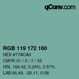 Color code: RGB 119 172 160 | qconv.com