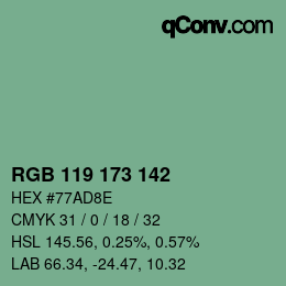 Color code: RGB 119 173 142 | qconv.com