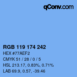 Color code: RGB 119 174 242 | qconv.com