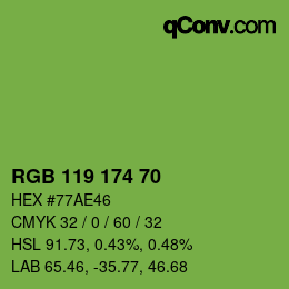 Farbcode: RGB 119 174 70 | qconv.com