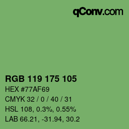 Color code: RGB 119 175 105 | qconv.com