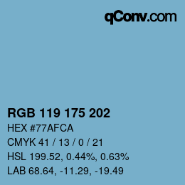 カラーコード: RGB 119 175 202 | qconv.com