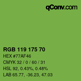 Farbcode: RGB 119 175 70 | qconv.com