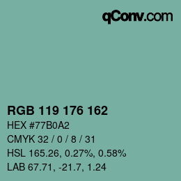 カラーコード: RGB 119 176 162 | qconv.com