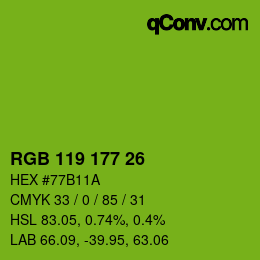 Color code: RGB 119 177 26 | qconv.com
