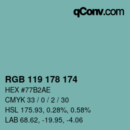 Color code: RGB 119 178 174 | qconv.com