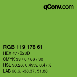 Color code: RGB 119 178 61 | qconv.com