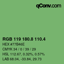 カラーコード: RGB 119 180.8 110.4 | qconv.com