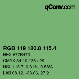 カラーコード: RGB 119 180.8 115.4 | qconv.com