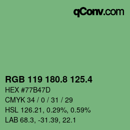 カラーコード: RGB 119 180.8 125.4 | qconv.com