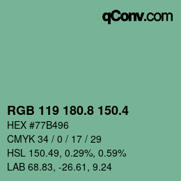 カラーコード: RGB 119 180.8 150.4 | qconv.com