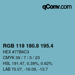 カラーコード: RGB 119 180.8 195.4 | qconv.com