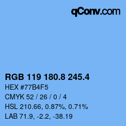 カラーコード: RGB 119 180.8 245.4 | qconv.com