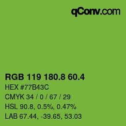 カラーコード: RGB 119 180.8 60.4 | qconv.com