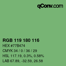 カラーコード: RGB 119 180 116 | qconv.com
