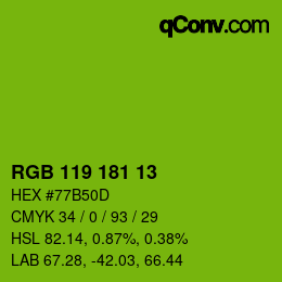 Color code: RGB 119 181 13 | qconv.com