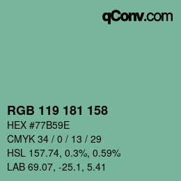 カラーコード: RGB 119 181 158 | qconv.com