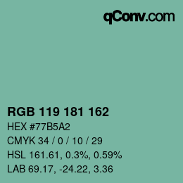 Color code: RGB 119 181 162 | qconv.com