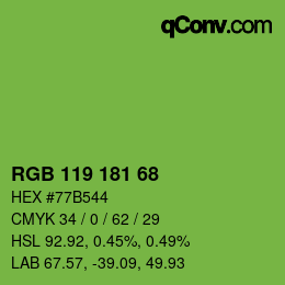 Color code: RGB 119 181 68 | qconv.com