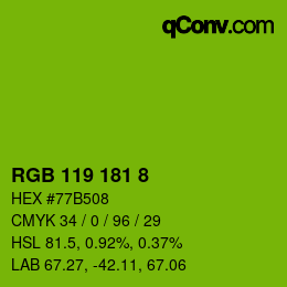 Color code: RGB 119 181 8 | qconv.com