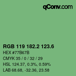 カラーコード: RGB 119 182.2 123.6 | qconv.com