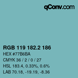カラーコード: RGB 119 182.2 186 | qconv.com