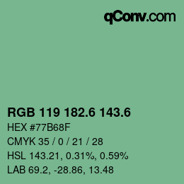 カラーコード: RGB 119 182.6 143.6 | qconv.com