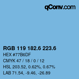 カラーコード: RGB 119 182.6 223.6 | qconv.com