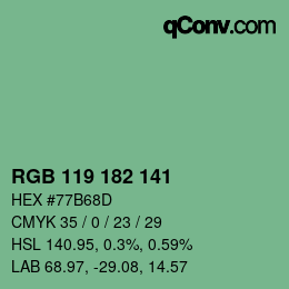 Código de color: RGB 119 182 141 | qconv.com