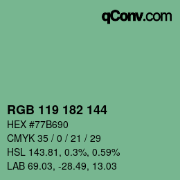 颜色代码: RGB 119 182 144 | qconv.com