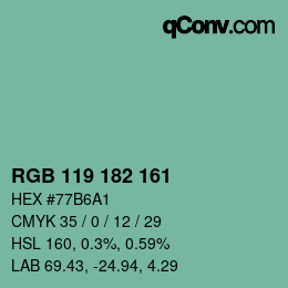 Código de color: RGB 119 182 161 | qconv.com
