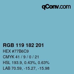 Color code: RGB 119 182 201 | qconv.com