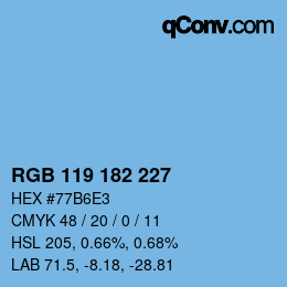 カラーコード: RGB 119 182 227 | qconv.com