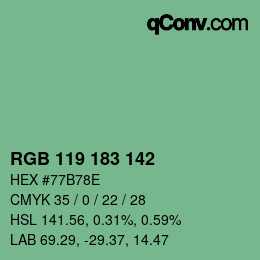 Color code: RGB 119 183 142 | qconv.com