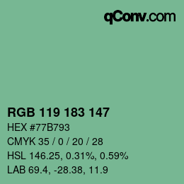 Color code: RGB 119 183 147 | qconv.com